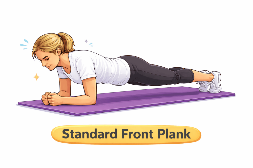 Forearms and feet on the ground doing plank