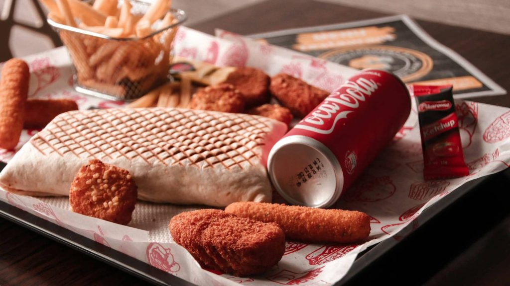 processed food tray with cocacola can