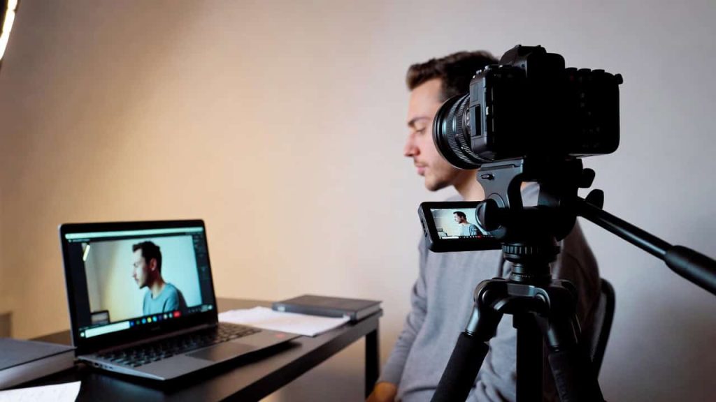 man recording a course video