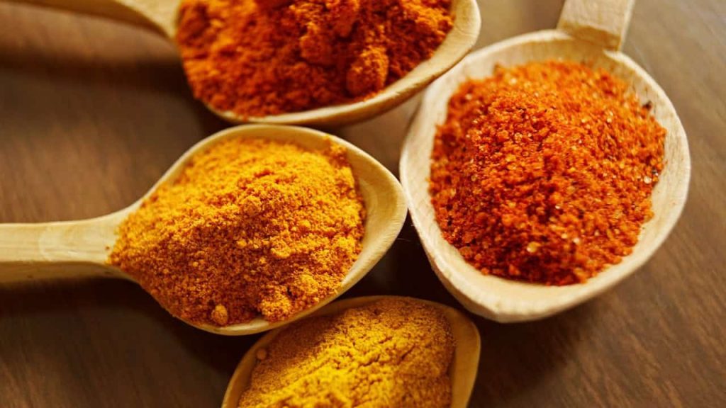 spoons of spices powder