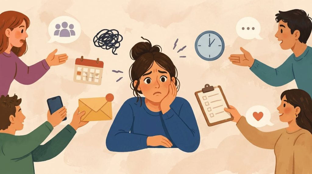 woman showing her struggles of saying no