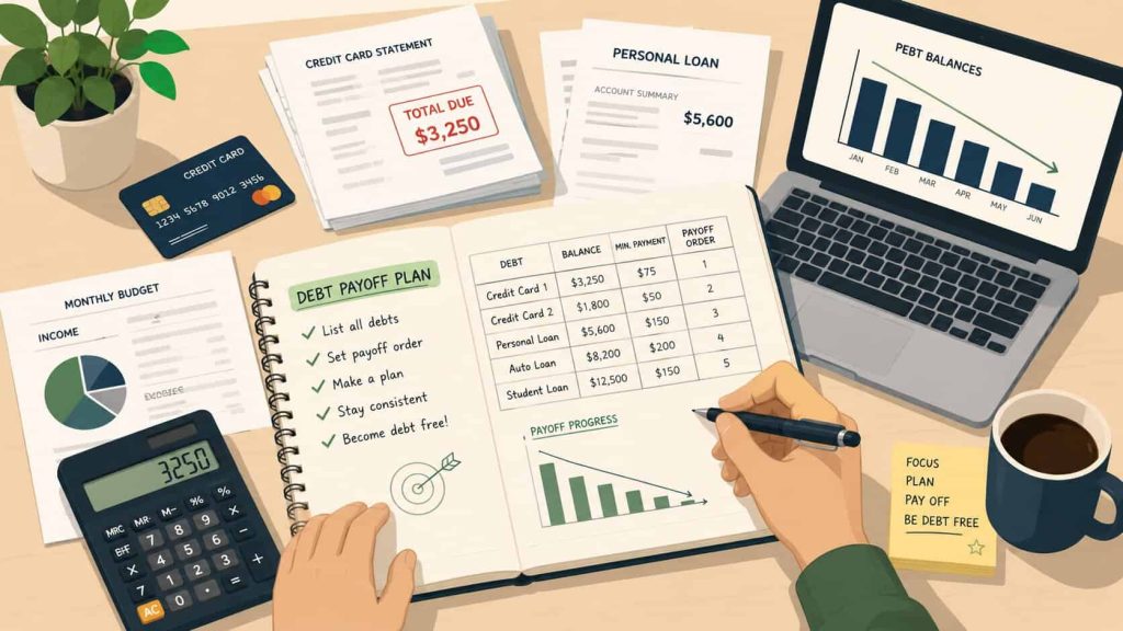 illustration of debt payoff plan