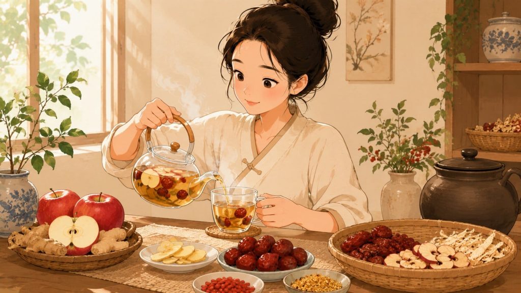 herbal tea pouring