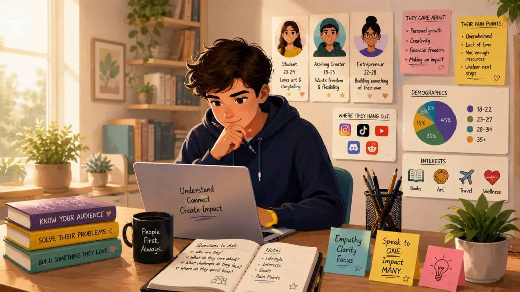 man working to find ideal audience