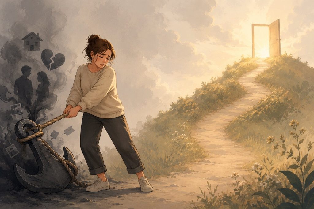 illustration-of-woman-trying-to-let-go-of-things
