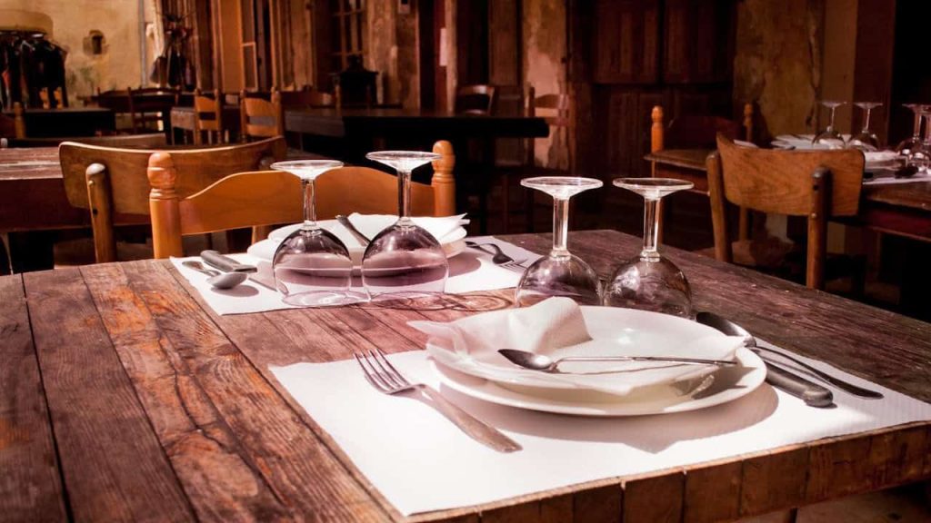 a table at a restaurant