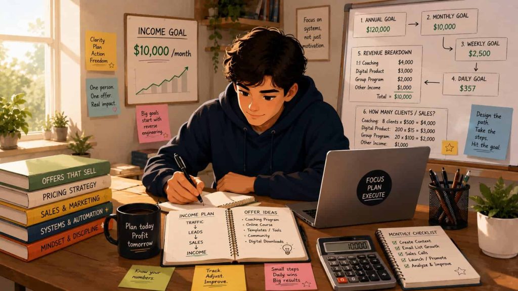 man working to reverse engineer his income goals