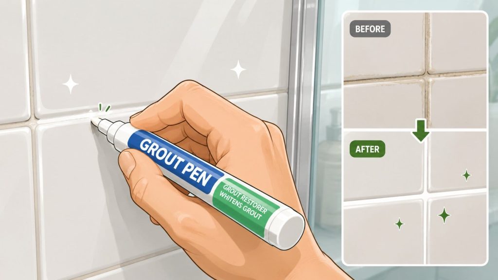 Refreshing grout with a grout pen