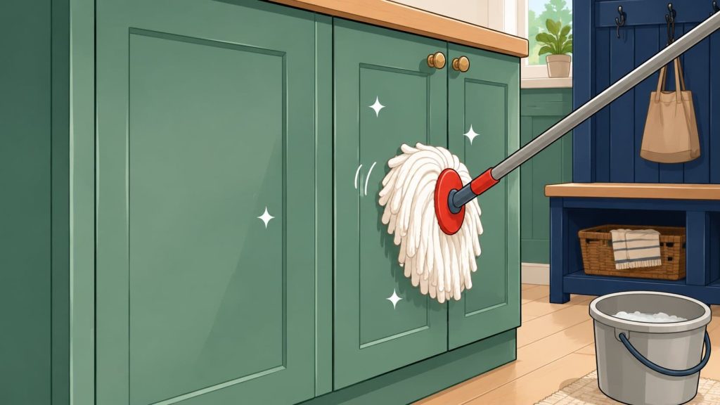 clean cabinets with a mop