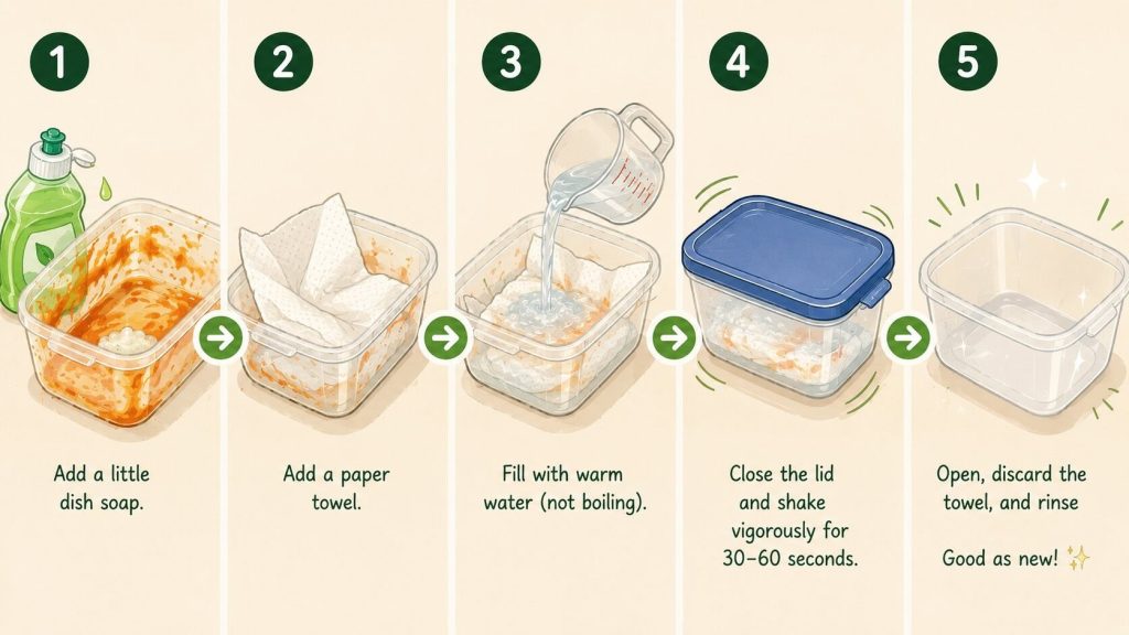 clean plastic container fast