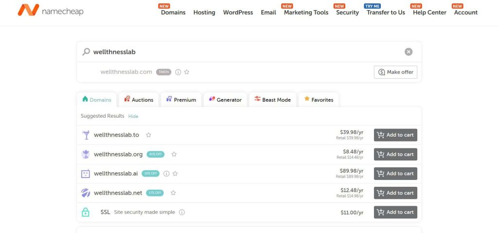 namecheap domain registration